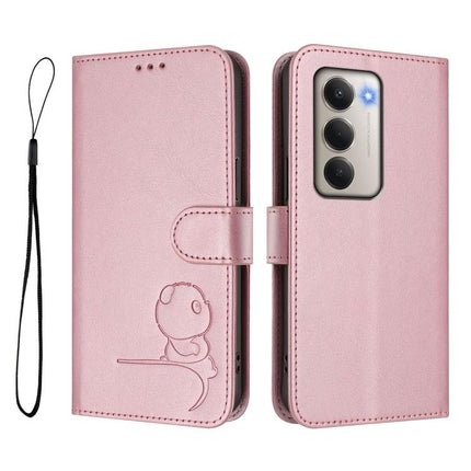 Litter Panda Embossing RFID Leather Phone Case with Lanyard, For Redmi 15 5G Global / 15 4G SEA 169mm, For Redmi 15 5G / 4G EU 171mm, For Redmi 13x / 13 4G / Poco M6 4G, For Redmi A5 4G 173.3mm