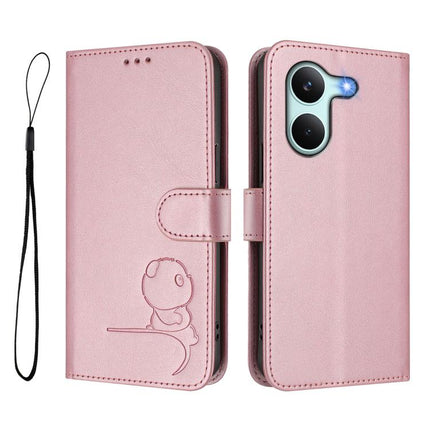 Litter Panda Embossing RFID Leather Phone Case with Lanyard, For Redmi Turbo 5 / Poco X8 Pro 5G, For Redmi Note 15 Pro+ 5G Global 163.3mm, For Redmi Note 15 4G / 5G Global 164mm, For Redmi Note 15 Pro 5G Global 163.6mm