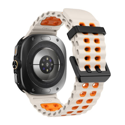 xDfind Black Buckle Ocean Two Color Dual-row Hole Silicone Watch Band, For Galaxy Watch Ultra2 2026 / 2025 / 1 2024, For Galaxy Watch9 / 8 / 8 Classic