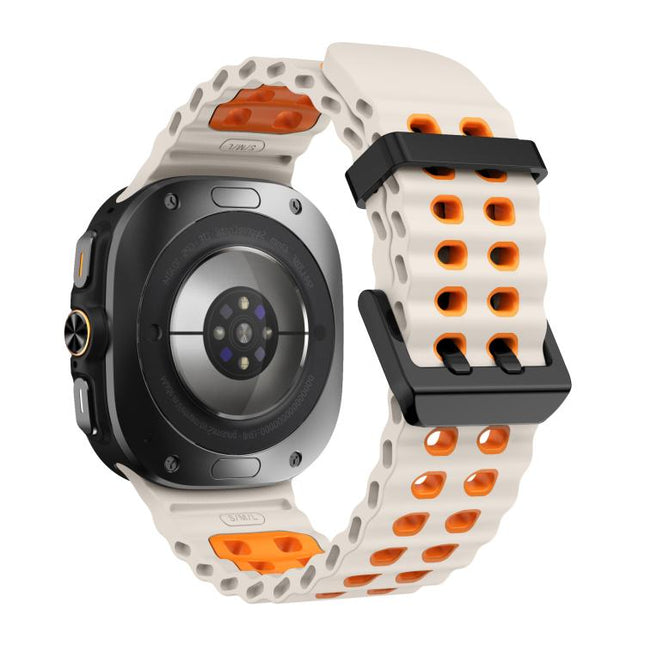 xDfind Black Buckle Ocean Two Color Dual-row Hole Silicone Watch Band, For Galaxy Watch Ultra2 2026 / 2025 / 1 2024, For Galaxy Watch9 / 8 / 8 Classic