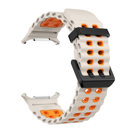 xDfind Black Buckle Ocean Two Color Dual-row Hole Silicone Watch Band, For Galaxy Watch Ultra2 2026 / 2025 / 1 2024, For Galaxy Watch9 / 8 / 8 Classic