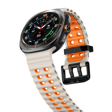 xDfind Black Buckle Ocean Two Color Dual-row Hole Silicone Watch Band, For Galaxy Watch Ultra2 2026 / 2025 / 1 2024, For Galaxy Watch9 / 8 / 8 Classic