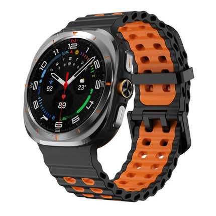 xDfind Black Buckle Ocean Two Color Dual-row Hole Silicone Watch Band, For Galaxy Watch Ultra2 2026 / 2025 / 1 2024, For Galaxy Watch9 / 8 / 8 Classic