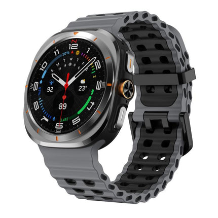 xDfind Black Buckle Ocean Two Color Dual-row Hole Silicone Watch Band, For Galaxy Watch Ultra2 2026 / 2025 / 1 2024, For Galaxy Watch9 / 8 / 8 Classic