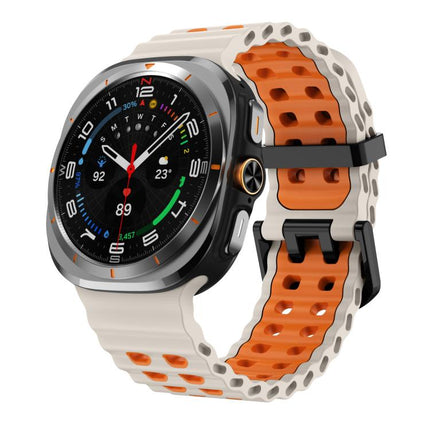 xDfind Black Buckle Ocean Two Color Dual-row Hole Silicone Watch Band, For Galaxy Watch Ultra2 2026 / 2025 / 1 2024, For Galaxy Watch9 / 8 / 8 Classic