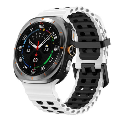 xDfind Black Buckle Ocean Two Color Dual-row Hole Silicone Watch Band, For Galaxy Watch Ultra2 2026 / 2025 / 1 2024, For Galaxy Watch9 / 8 / 8 Classic