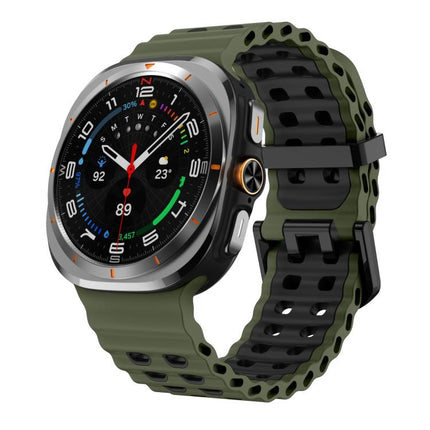 xDfind Black Buckle Ocean Two Color Dual-row Hole Silicone Watch Band, For Galaxy Watch Ultra2 2026 / 2025 / 1 2024, For Galaxy Watch9 / 8 / 8 Classic