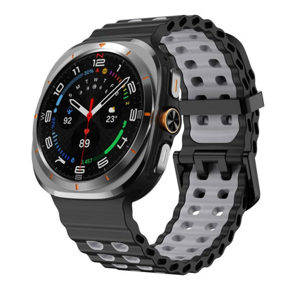 xDfind Black Buckle Ocean Two Color Dual-row Hole Silicone Watch Band, For Galaxy Watch Ultra2 2026 / 2025 / 1 2024, For Galaxy Watch9 / 8 / 8 Classic