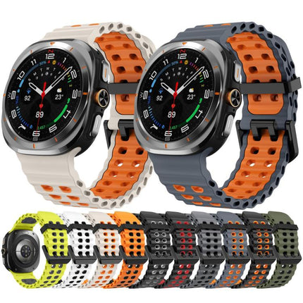 xDfind Black Buckle Ocean Two Color Dual-row Hole Silicone Watch Band, For Galaxy Watch Ultra2 2026 / 2025 / 1 2024, For Galaxy Watch9 / 8 / 8 Classic
