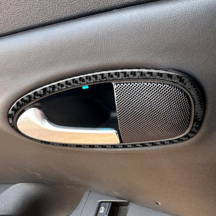 4pcs/Set Carbon Fiber Car Inner Door Handle Panel Decorative Sticker for SEAT Leon 2005-2012, Left and Right Driver, Inner Door Handle Panel