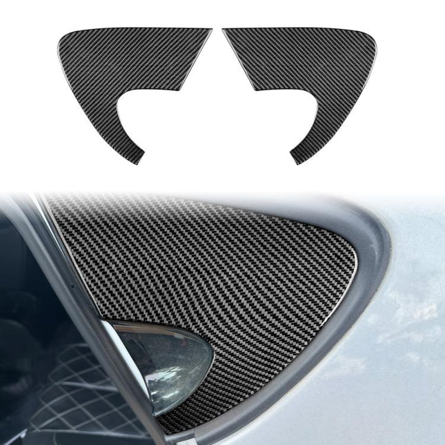 2pcs/Set Carbon Fiber Car Rear Triangle Window Decorative Sticker for SEAT Leon 2005-2012, Left and Right Driver, Rear Triangle Window