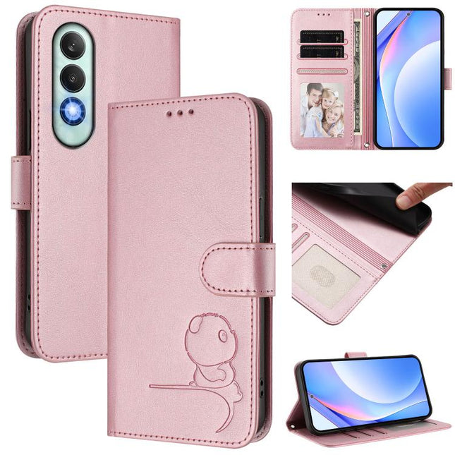 Litter Panda Embossing RFID Leather Phone Case with Lanyard, For OnePlus Nord CE4, For OnePlus Nord N30 SE, For OnePlus Nord CE3 5G India, For OnePlus Nord N20 5G