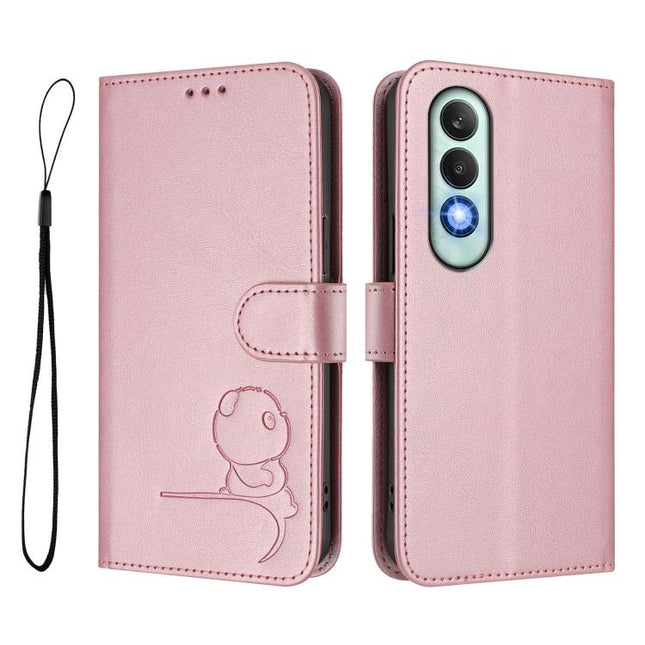 Litter Panda Embossing RFID Leather Phone Case with Lanyard, For OnePlus Nord CE4, For OnePlus Nord N30 SE, For OnePlus Nord CE3 5G India, For OnePlus Nord N20 5G