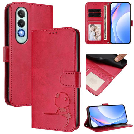 Litter Panda Embossing RFID Leather Phone Case with Lanyard, For OnePlus Nord CE4, For OnePlus Nord N30 SE, For OnePlus Nord CE3 5G India, For OnePlus Nord N20 5G