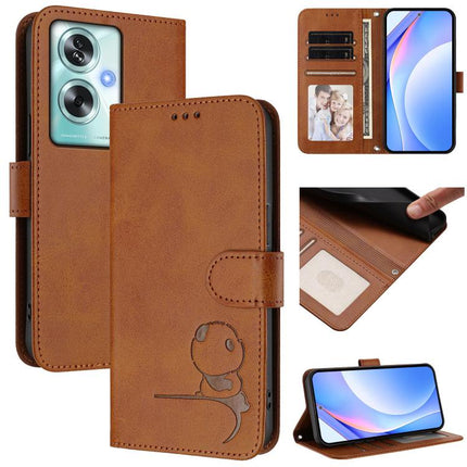 Litter Panda Embossing RFID Leather Phone Case with Lanyard, For OnePlus Nord CE4, For OnePlus Nord N30 SE, For OnePlus Nord CE3 5G India, For OnePlus Nord N20 5G