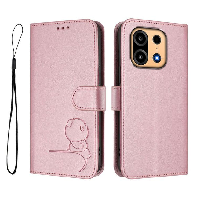 Litter Panda Embossing RFID Leather Phone Case with Lanyard, For OnePlus Turbo 6X Pro 5G, For OnePlus Turbo 6 / Turbo 6V 5G, For OnePlus Nord CE4 Lite, For OnePlus Nord CE 2 Lite 5G / Nord 2 Lite