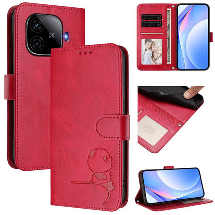 Litter Panda Embossing RFID Leather Phone Case with Lanyard, For vivo iQOO Z9x, For vivo iQOO Z9 / Z9 Turbo, For vivo V30 / V30 Pro, For vivo V29e / Y200 5G / V30 Lite 5G
