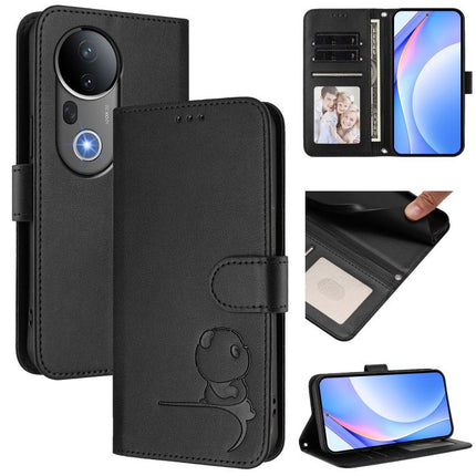 Litter Panda Embossing RFID Leather Phone Case with Lanyard, For vivo S20 Pro, For vivo Y300 / V40 Lite 5G IDN, For vivo X200 Pro mini, For vivo V40e / iQOO Z9s