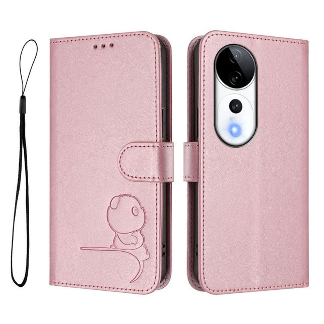 Litter Panda Embossing RFID Leather Phone Case with Lanyard, For vivo V40 / V40 Pro / T3 Ultra, For vivo iQOO Z9s Pro / T3 Pro India, For vivo Y03 / Y18 India / Y28s, For vivo V40 Lite 5G / V30e 5G