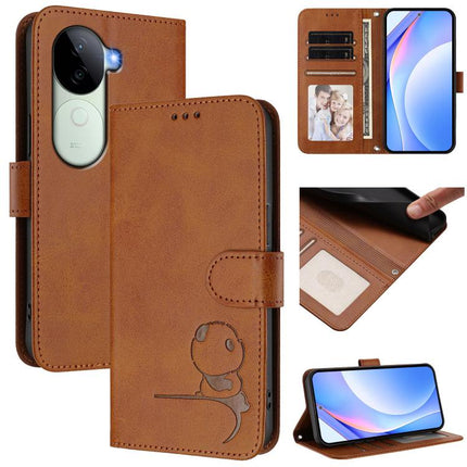 Litter Panda Embossing RFID Leather Phone Case with Lanyard, For vivo S20 Pro, For vivo Y300 / V40 Lite 5G IDN, For vivo X200 Pro mini, For vivo V40e / iQOO Z9s