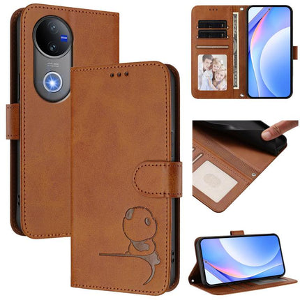 Litter Panda Embossing RFID Leather Phone Case with Lanyard, For vivo Y300 Pro+ / T4 / iQOO Z10, For vivo Y29 4G / T4x / Y300t / iQOO Z10x, For vivo V50 / V50e, For vivo V50 Lite 5G / 4G