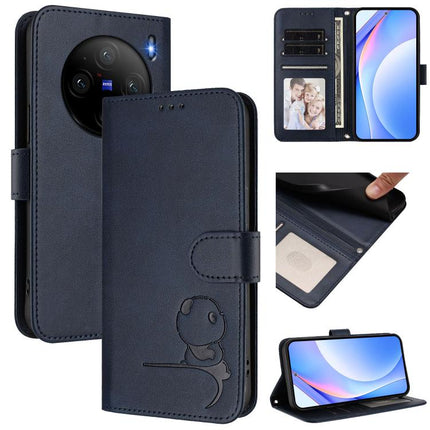 Litter Panda Embossing RFID Leather Phone Case with Lanyard, For vivo S19, For vivo Y28 4G, For vivo X100s, For vivo Y38 / T3x