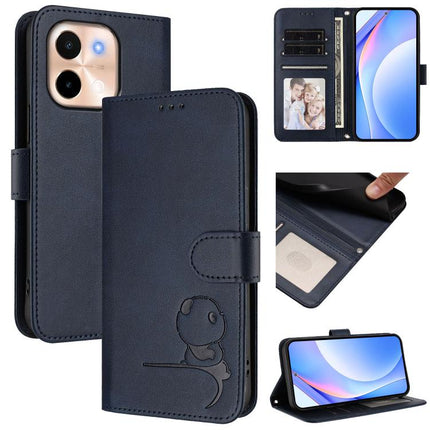 Litter Panda Embossing RFID Leather Phone Case with Lanyard, For vivo S19, For vivo Y28 4G, For vivo X100s, For vivo Y38 / T3x