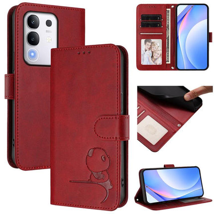 Litter Panda Embossing RFID Leather Phone Case with Lanyard, For vivo Y300 Pro+ / T4 / iQOO Z10, For vivo Y29 4G / T4x / Y300t / iQOO Z10x, For vivo V50 / V50e, For vivo V50 Lite 5G / 4G