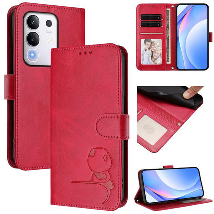 Litter Panda Embossing RFID Leather Phone Case with Lanyard, For vivo Y300 Pro+ / T4 / iQOO Z10, For vivo Y29 4G / T4x / Y300t / iQOO Z10x, For vivo V50 / V50e, For vivo V50 Lite 5G / 4G