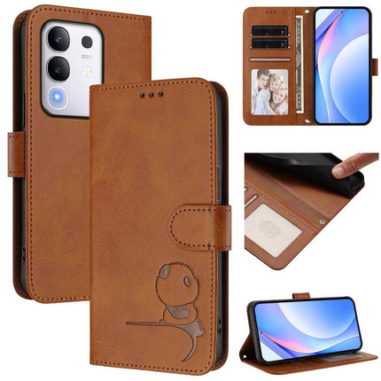 Litter Panda Embossing RFID Leather Phone Case with Lanyard, For vivo Y300 Pro+ / T4 / iQOO Z10, For vivo Y29 4G / T4x / Y300t / iQOO Z10x, For vivo V50 / V50e, For vivo V50 Lite 5G / 4G