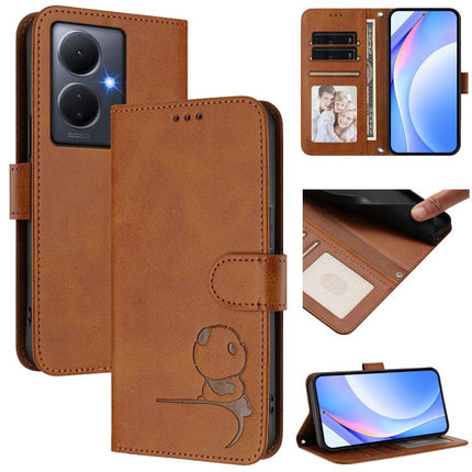 Litter Panda Embossing RFID Leather Phone Case with Lanyard, For vivo Y78+ / Y78 / V29 Lite, For vivo Y56 / Y16 / Y02s, For vivo V27 / V27 Pro, For vivo V27e 4G / S16e 5G / T2 4G