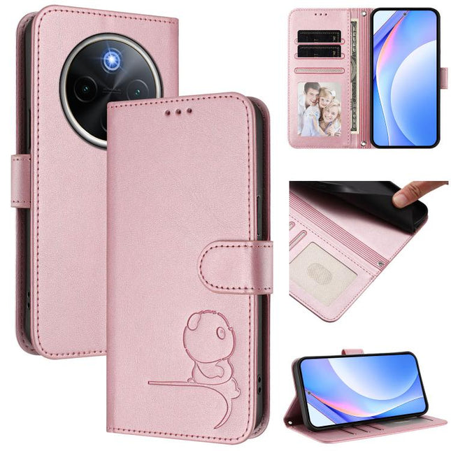 Litter Panda Embossing RFID Leather Phone Case with Lanyard, For vivo Y300 Pro+ / T4 / iQOO Z10, For vivo Y29 4G / T4x / Y300t / iQOO Z10x, For vivo V50 / V50e, For vivo V50 Lite 5G / 4G