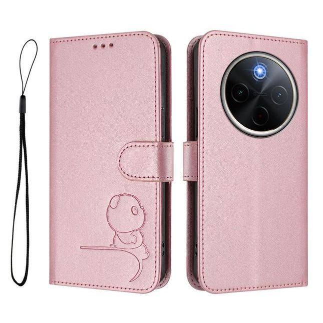 Litter Panda Embossing RFID Leather Phone Case with Lanyard, For vivo Y300 Pro+ / T4 / iQOO Z10, For vivo Y29 4G / T4x / Y300t / iQOO Z10x, For vivo V50 / V50e, For vivo V50 Lite 5G / 4G