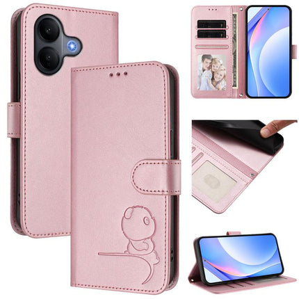 Litter Panda Embossing RFID Leather Phone Case with Lanyard, For vivo X300 Pro, For vivo X300, For vivo Y31 5G Global, For vivo V60 Lite 5G