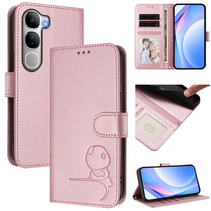 Litter Panda Embossing RFID Leather Phone Case with Lanyard, For vivo X300 Pro, For vivo X300, For vivo Y31 5G Global, For vivo V60 Lite 5G