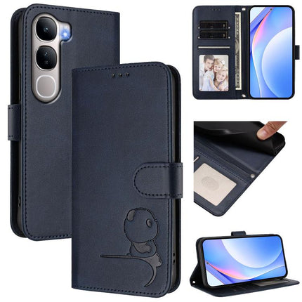 Litter Panda Embossing RFID Leather Phone Case with Lanyard, For vivo X300 Pro, For vivo X300, For vivo Y31 5G Global, For vivo V60 Lite 5G