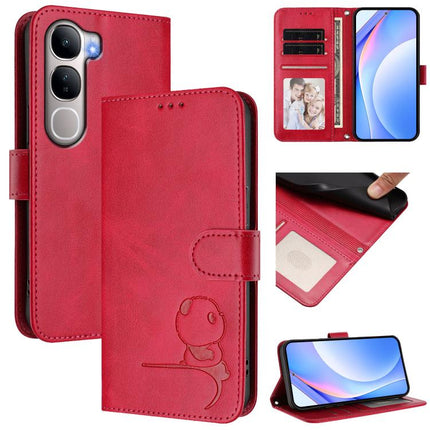 Litter Panda Embossing RFID Leather Phone Case with Lanyard, For vivo X300 Pro, For vivo X300, For vivo Y31 5G Global, For vivo V60 Lite 5G