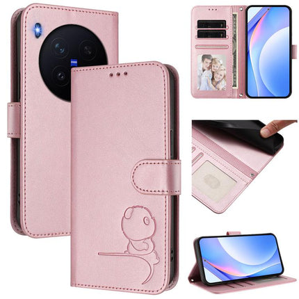 Litter Panda Embossing RFID Leather Phone Case with Lanyard, For vivo X300 Pro, For vivo X300, For vivo Y31 5G Global, For vivo V60 Lite 5G