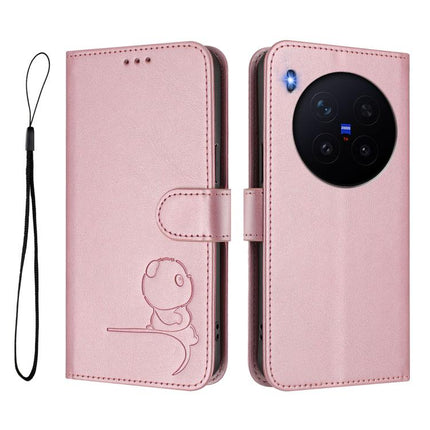 Litter Panda Embossing RFID Leather Phone Case with Lanyard, For vivo X300 Pro, For vivo X300, For vivo Y31 5G Global, For vivo V60 Lite 5G