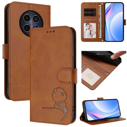 Litter Panda Embossing RFID Leather Phone Case with Lanyard, For Realme 14 Pro, For Realme GT7 Pro / GT7 Pro Racing, For Realme C63 5G, For Realme 12 5G / 12x Global / 12x India