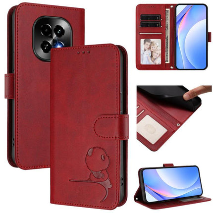 Litter Panda Embossing RFID Leather Phone Case with Lanyard, For Realme 14 Pro, For Realme GT7 Pro / GT7 Pro Racing, For Realme C63 5G, For Realme 12 5G / 12x Global / 12x India