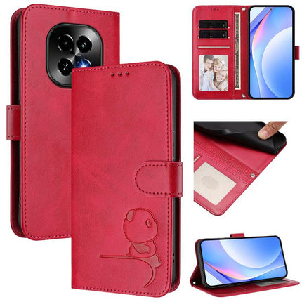 Litter Panda Embossing RFID Leather Phone Case with Lanyard, For Realme 14 Pro, For Realme GT7 Pro / GT7 Pro Racing, For Realme C63 5G, For Realme 12 5G / 12x Global / 12x India