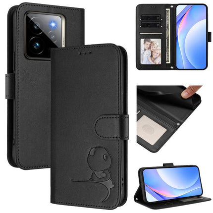 Litter Panda Embossing RFID Leather Phone Case with Lanyard, For Realme 14 Pro, For Realme GT7 Pro / GT7 Pro Racing, For Realme C63 5G, For Realme 12 5G / 12x Global / 12x India