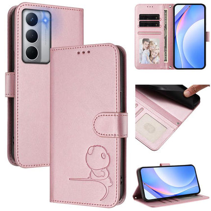 Litter Panda Embossing RFID Leather Phone Case with Lanyard, For Realme Narzo 80 Pro / 14 Pro, For Realme C75 4G / 14x India / Narzo 80x, For Realme Narzo 80x, For Realme 14 / P3 / 14T 5G