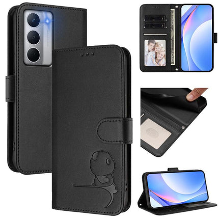 Litter Panda Embossing RFID Leather Phone Case with Lanyard, For Realme Narzo 80 Pro / 14 Pro, For Realme C75 4G / 14x India / Narzo 80x, For Realme Narzo 80x, For Realme 14 / P3 / 14T 5G