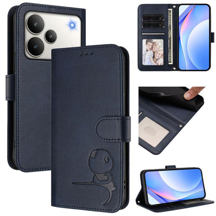 Litter Panda Embossing RFID Leather Phone Case with Lanyard, For Realme C71 4G India / Note 70 4G, For Realme P4 Pro 5G, For Realme P4 5G, For Realme 15T 5G Global