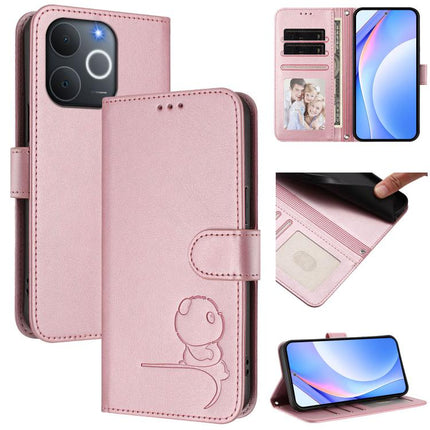 Litter Panda Embossing RFID Leather Phone Case with Lanyard, For Realme C71 4G India / Note 70 4G, For Realme P4 Pro 5G, For Realme P4 5G, For Realme 15T 5G Global