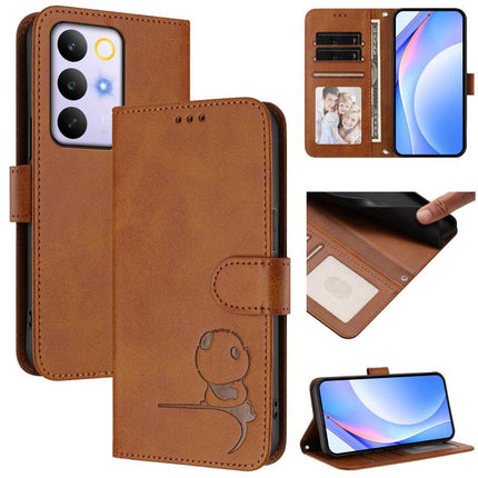 Litter Panda Embossing RFID Leather Phone Case with Lanyard, For Realme P4x / OnePlus Nord CE6 Lite, For Realme 16T 5G, For Realme C100 5G / C83 / C85 5G, For Realme P4 Power 5G