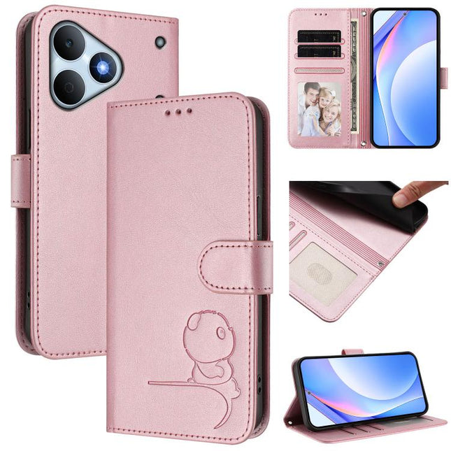 Litter Panda Embossing RFID Leather Phone Case with Lanyard, For Realme  Note 80 4G Global, For Realme 16 5G Global, For Realme 16 Pro+ 5G, For Realme 16 Pro 5G