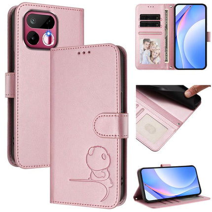 Litter Panda Embossing RFID Leather Phone Case with Lanyard, For Realme P4x / OnePlus Nord CE6 Lite, For Realme 16T 5G, For Realme C100 5G / C83 / C85 5G, For Realme P4 Power 5G